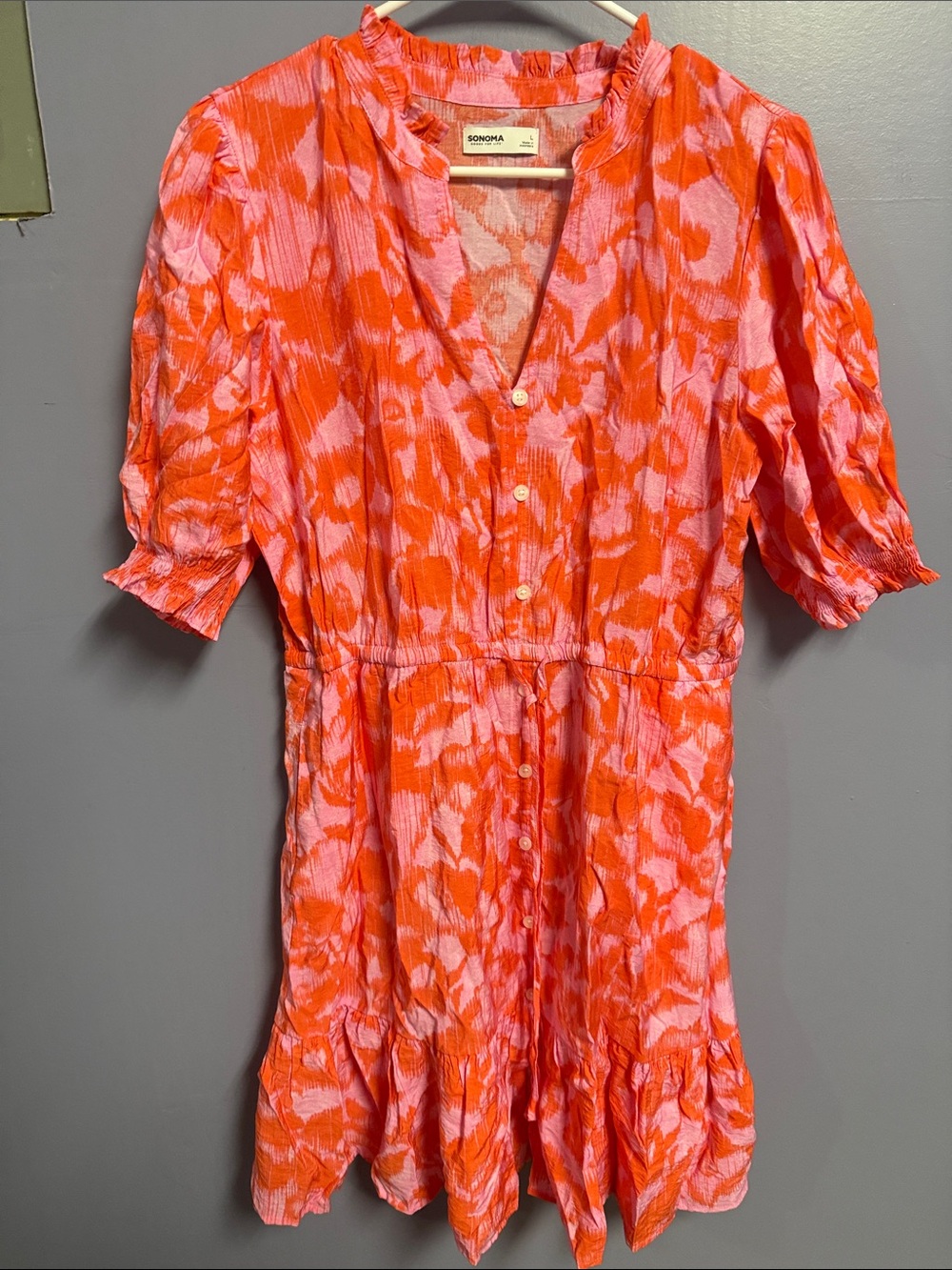 SONOMA Orange & Pink Floral Mini Dress